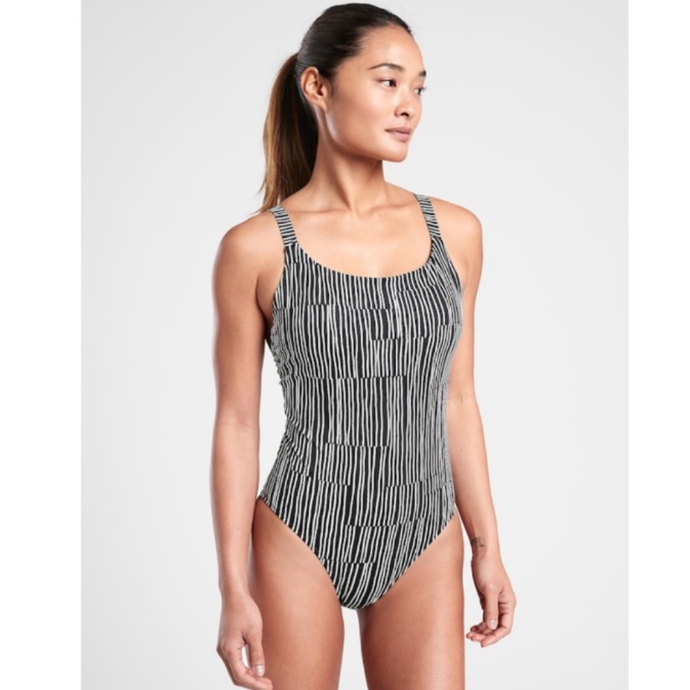 NWT Athleta Hermosa Printed One Piece | Cove Black